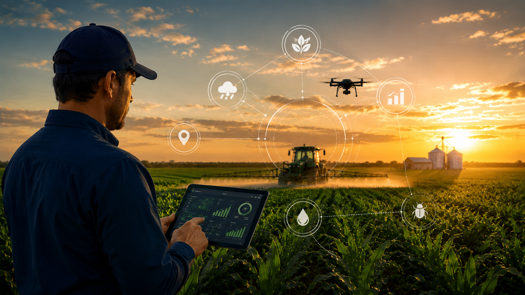 Produtor com tecnologia agrícola — Agrozanoto